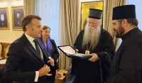 Makron i Milatović sa Joanikijem u Cetinjskom manastiru