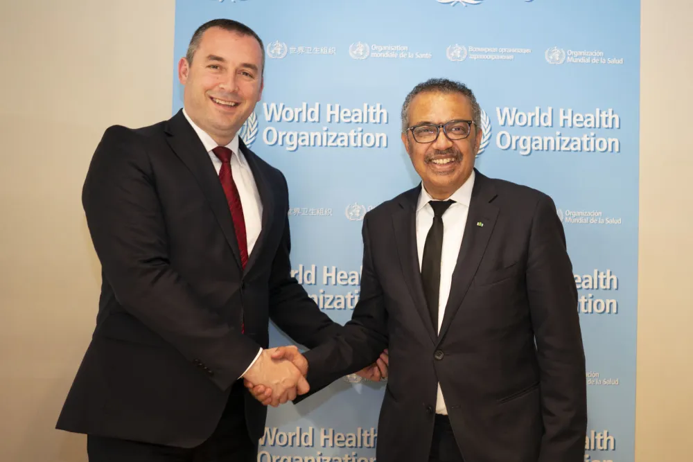 Visit of H.E. Dragoslav Scekic, Minister of Health, Montenegro with WHO Director-General Dr Tedros