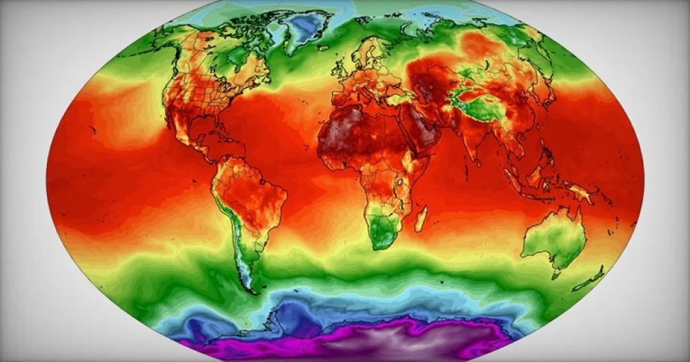 Ilustracija<br>globalno zagrijavanje, vremenska prognoza, otopljavanje