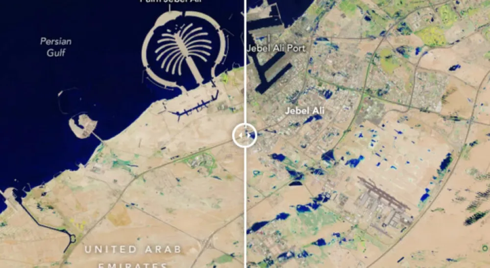 Pogled na poplave u Dubaiju iz svemira