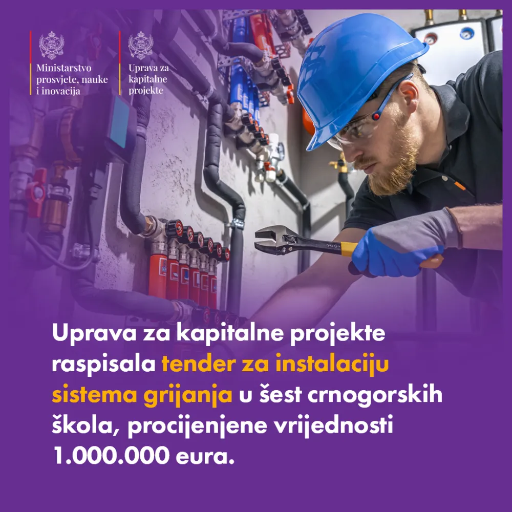 Jo&scaron; milion eura za instalaciju sistema grijanja u &scaron;est crnogorskih &scaron;kola