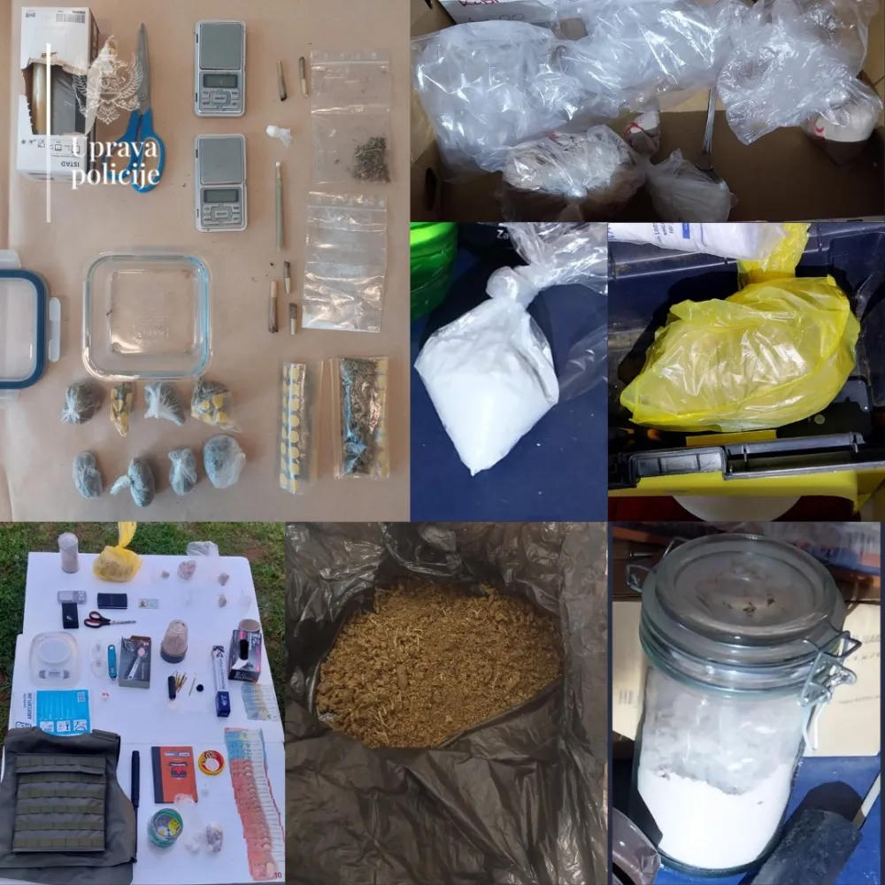 Podgorička policija za tri sedmice zaplijenila oko 1,2 kilograma marihuane, 400 grama heroina i vi&scaron;e od 70 grama kokaina