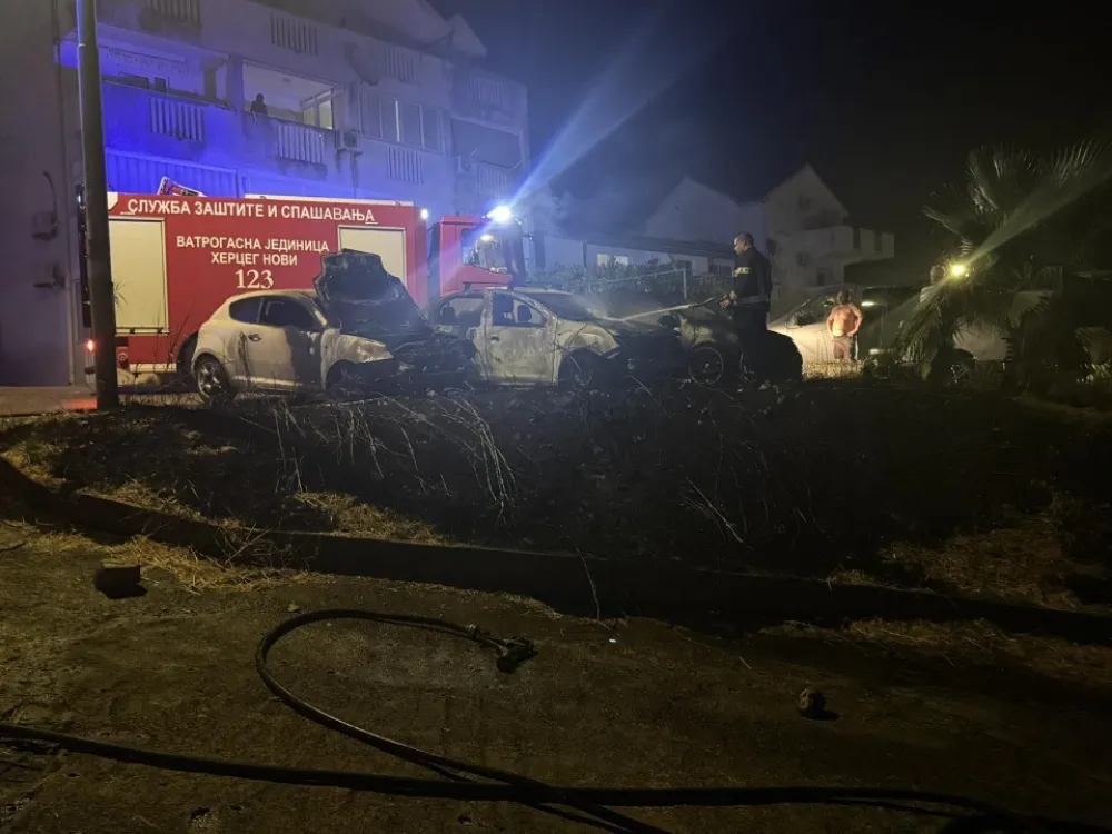 Te&scaron;ka noć za hercegnovske vatrogasce: Na Gomili izgorjela četiri vozila