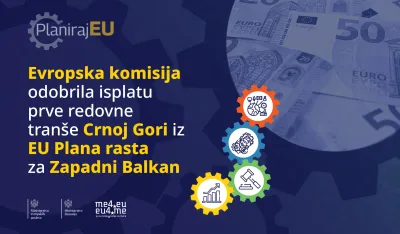 Evropska komisija odobrila isplatu prve redovne tran&scaron;e Crnoj Gori iz EU Plana rasta za Zapadni Balkan