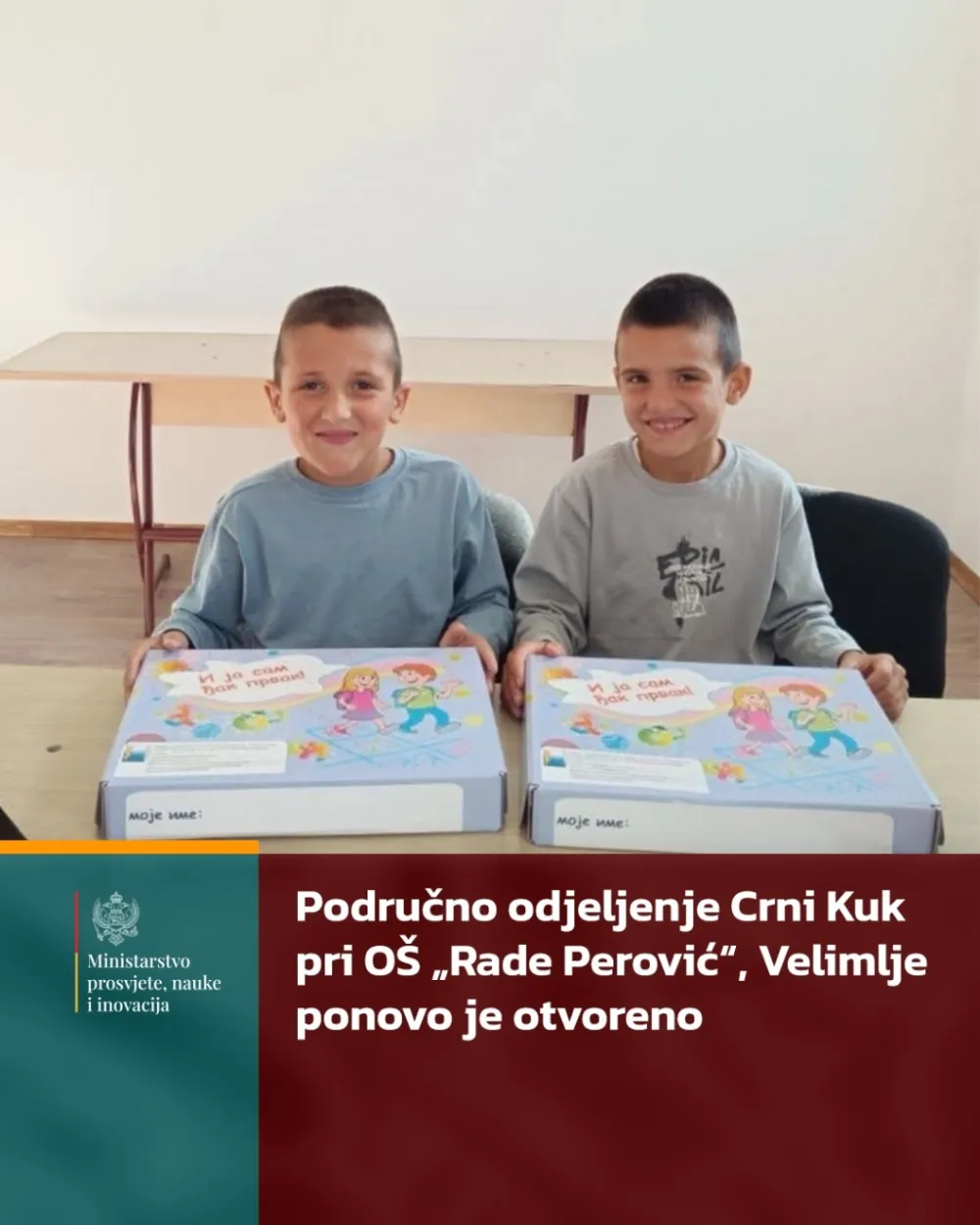 Ponovo oživjela učionica u Crnom Kuku: &Scaron;kolsko zvono za dva đaka