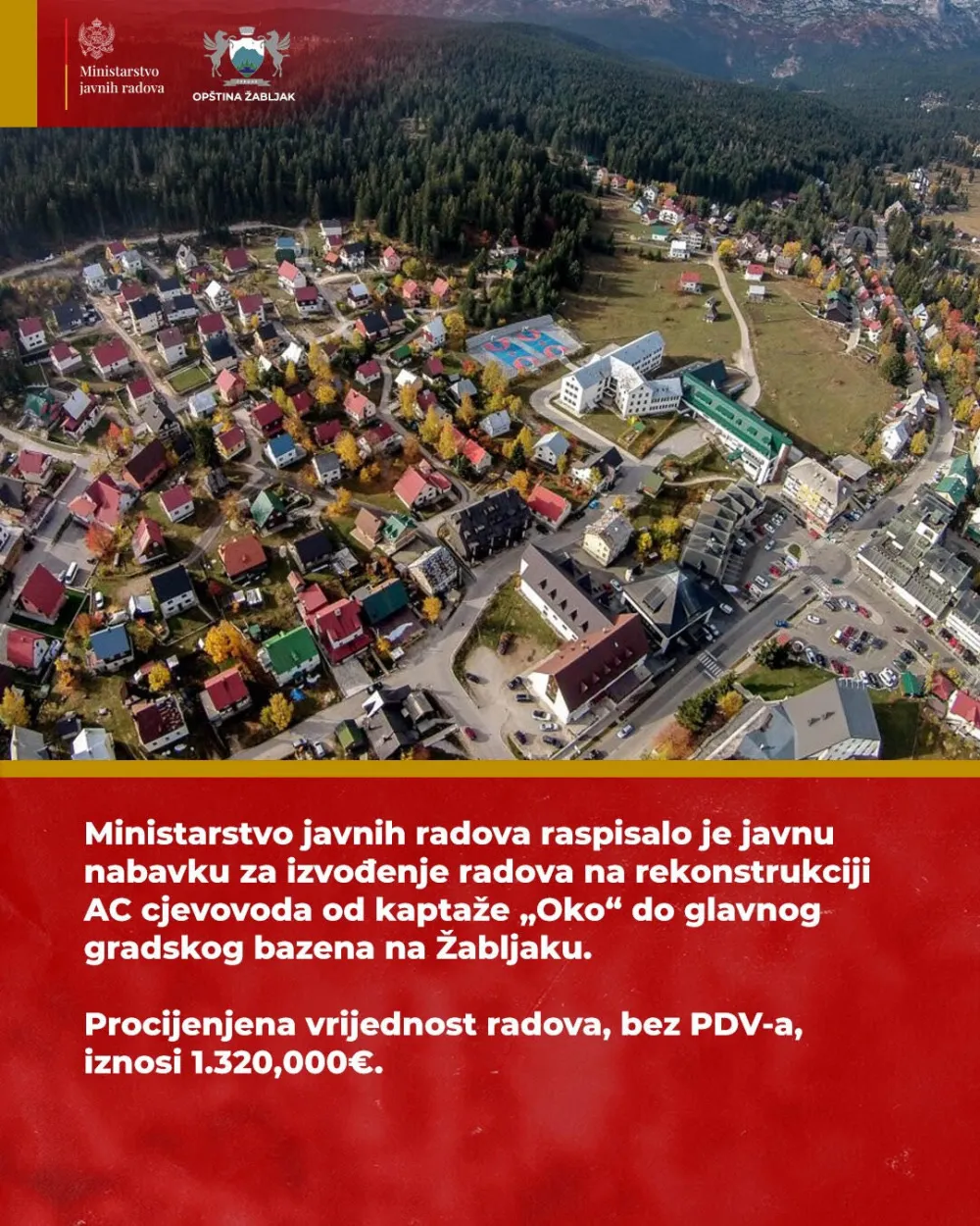 MJR: Za rekonstrukciju cjevovoda na Žabljaku 1,32 miliona eura
