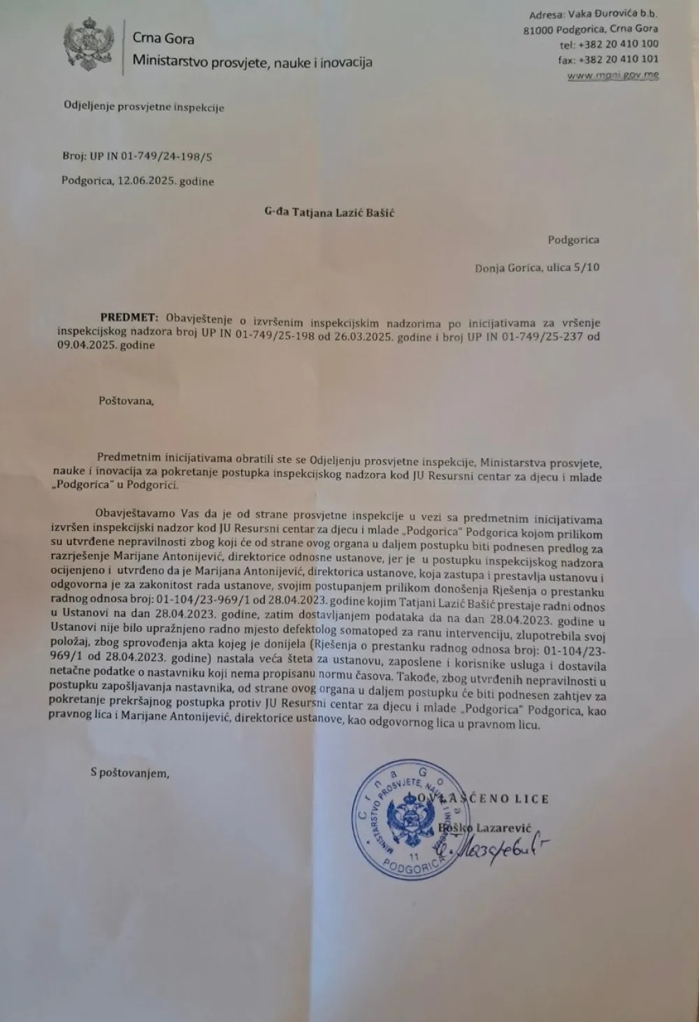 Utvrđene nepravilnosti u Resursnom centru, tražene smjene