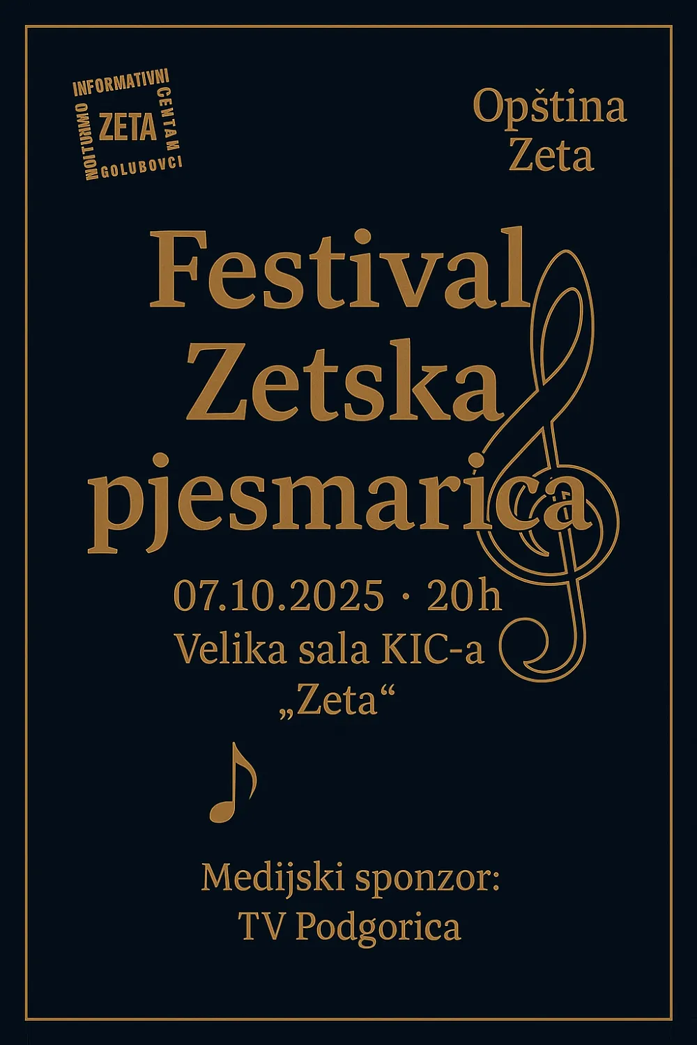 Festival narodne muzike "Zetska pjesmarica" sjutra veče u Velikoj sali KIC-a "Zeta"
