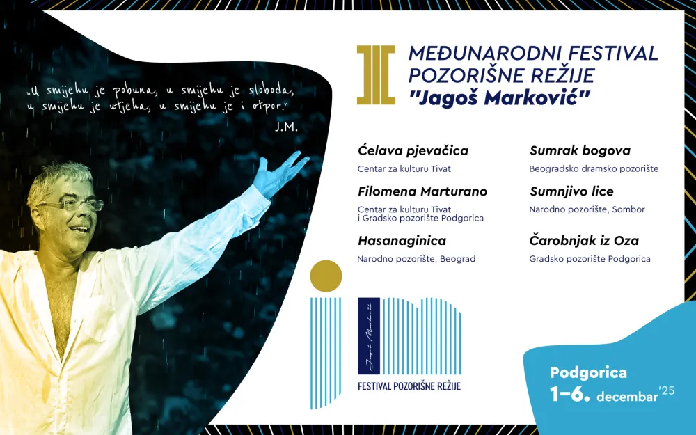 Prvi Međunarodni festival pozori&scaron;ne režije Jago&scaron; Marković, Gradsko pozori&scaron;te Podgorica 1/ 6. decembra 2025. godina