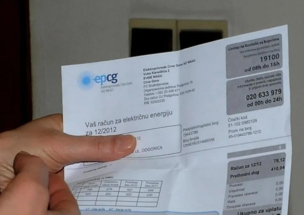 Prosječan oktobarski račun za struju 32.21 eura