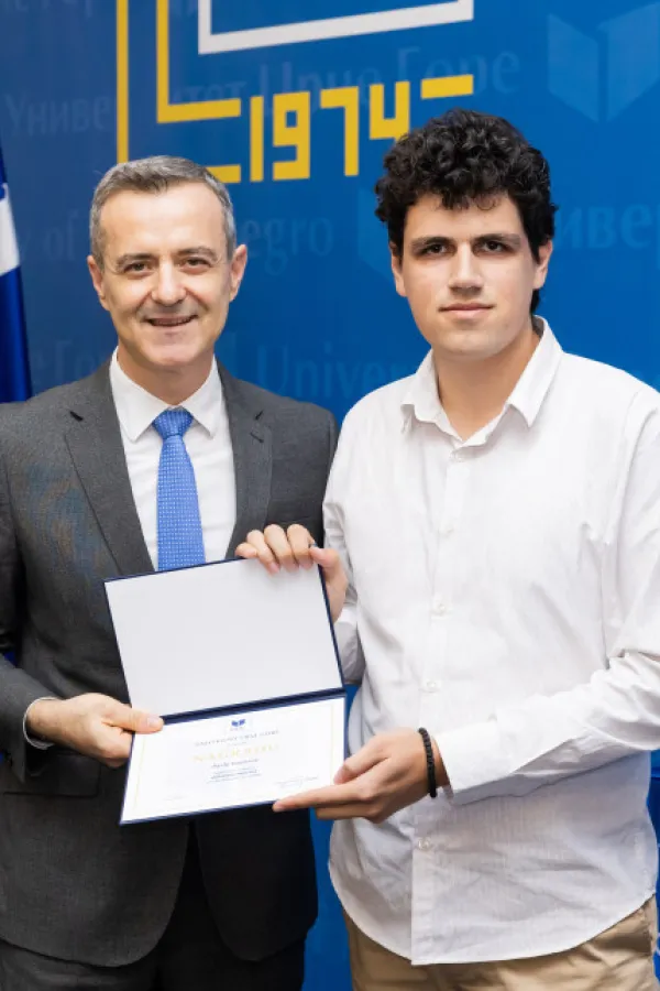 Pavle Bojović najbolji student Ma&scaron;inskog fakulteta: Prosjek 10 mu donio nagradu UCG