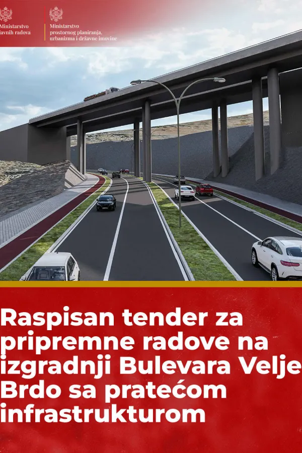 Raspisan tender za izvođenje pripremnih radova na izgradnji Bulevara Velje brdo