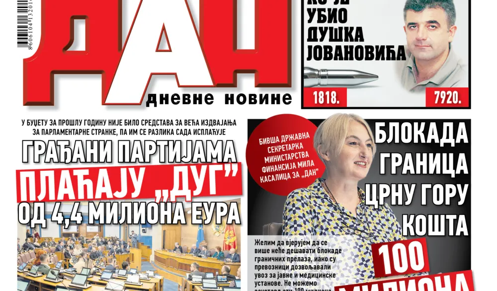 Naslovna strana Dana za 1, februar