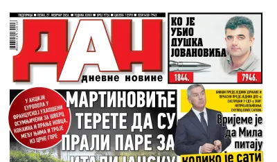 Naslovna strana "Dana" za 27. februar 2026