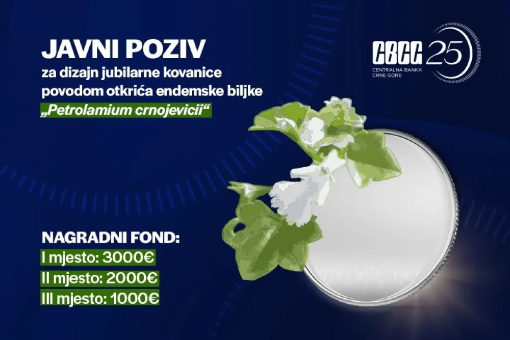 CBCG objavila konkurs za dizajn jubilarne kovanice u čast endemske biljke Petrolamium crnojevicii