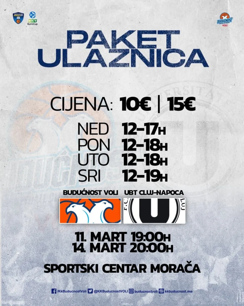 Paket ulaznica za dvomeč protiv Kluža u prodaji od sjutra!