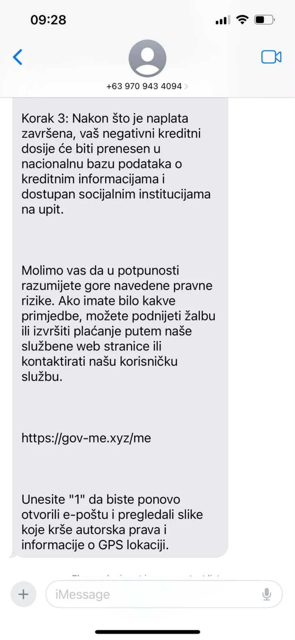 SMS prevare